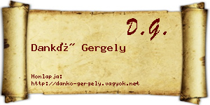 Dankó Gergely névjegykártya